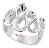 Sterling Silver Flawless Quality Contemporary Wave Ring Band, 3/4 in. (19mm) wide