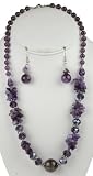 Purple Crystal Natural Stone Necklace & Earring Set