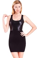 Cutout Faux-Leather/Polyester/Rayon/Spandex  Dress