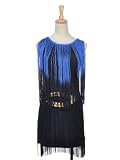 Anna-Kaci S/M Fit Black Blue Sexy Fringe Strings Sleeveless Short Mini Dress