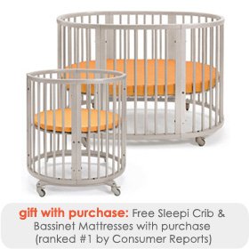 Stokke Sleepi System I Mini Convertible Wood Crib in Gray