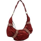 Red Suede Handbag, Faux Suede Fashion Handbag