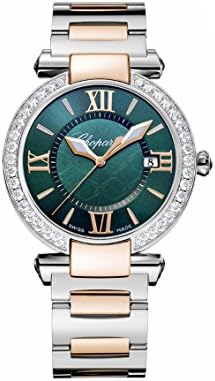 Womens Chopard Rose &amp; Steel Diamonds, Green Dial Imperiale Quartz 36mm 388532-6009