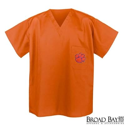 Clemson Scrubs Top Orange Shirt- Clemson Tigers For HIM or HER -Officially Licensed NCAA College Logo Apparel For HIM or HER SEARCH BROAD BAY SCRUB FOR OTHER College Logo Apparel Unique GIFT Ideas for Man Men Woman Women Ladies Nurses
