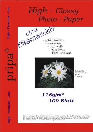 pripa 100 Blatt Fotopapier DIN A4 , 115g/qm, 