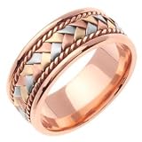 14K Tri Color Gold comfort fit Basket Weaved Braided Women's Wedding Band
