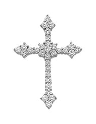 14K White Gold Diamond Cross Pendant - 0.90 Ct. -- LIFETIME WARRANTY