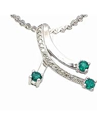 14K White Gold Emerald and Diamond Pendant -- LIFETIME WARRANTY