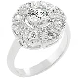 Queen Mary Classic Clear CZ Anniversary Ring in Sizes 5-10 with .75 Total CZ Carat Weight in Silver Tone