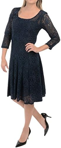 Chetta B Women's Lace Magic Fit &amp; Flare Dress, Ink, 16 US