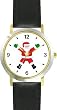 Santa Claus (Whole Body) - Christmas Theme - JP - WATCHBUDDY&reg; DELUXE TWO-TONE THEME WATCH - Arabic Numbers - Black Leather Strap-Size-Large ( Men's Size or Jumbo Women's Size )
