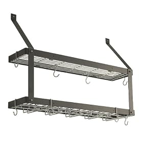 Rogar Estate Wall-Mounting 2-Shelf Wine Rack - Black/ Chrome by Rogar