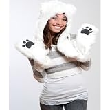 Polar Bear Full Animal Hoodie (Faux Fur)/Animal Hat 3 in 1 Function