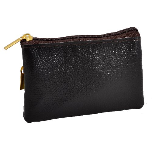 Black Lychee Pattern 2 Compartment Coin Change Purse Wallet Pouch Case