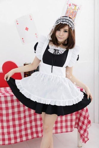 (Lulu LAB) cosplay maid uniform white 4-piece set (one-piece apron headdress, gloves) (lu-h-019)