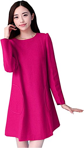 ワンピース ウール 長袖 Aライン ゆったり 大きいサイズ デート カジュアル キュート エレガンス レディース 秋物 冬物 可愛いスカーフ付き R563