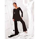 Wide Sweetheart Neck Tunic And Pant Set With Chiffon Stole (Petite, Tall & Misses Sizes XS-3X)