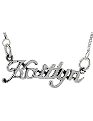 Sterling Silver KAITLYN Name Necklace 3/8 inch, 17 inches long