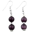 Handmade Purple Cat's Eye & Silver Beaded Earrings