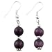 Handmade Purple Cat's Eye & Silver Beaded Earrings