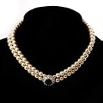 SAVE $17.2 - 2 Strand Pearl Style CZ Wedding Choker Necklace (Ivory) $26.66