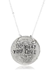 Alisa Michelle "Words To Live By" Sterling Silver Double Sided Love What You Do Coin Pendant Necklace