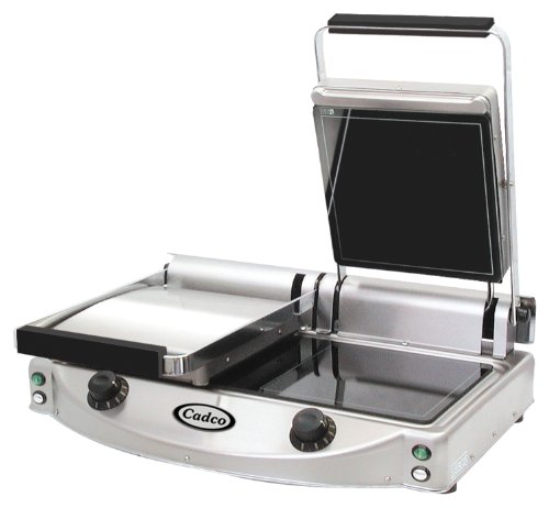 Cadco Double Panini/Clamshell 220-Volt Grill w&#1110th Smooth Top Plate