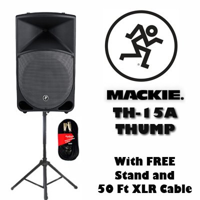 Mackie TH-15A Active DJ Powered THUMP Speaker Stand and Cable Set TH-15ASET1