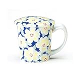 ロマンフラワー　蓋付マグカップ青 【マグカップ 有田焼】