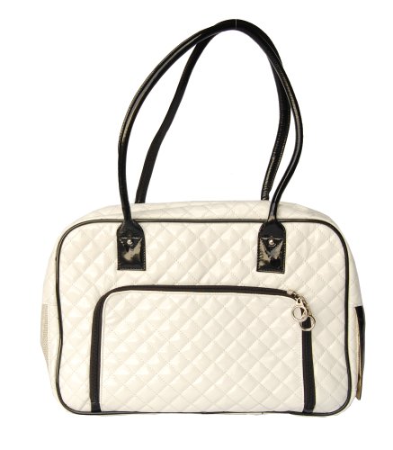 doggie carrier purses:Quilted Pet Carrier - White [15