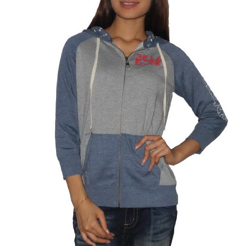 Billabong Womens Warm Surf & Skate Zip-Up Hoodie Sweatshirt Jacket - Blue & Grey (Size: M)