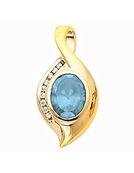 14K Yellow Gold Oval Cut Aquamarine Pendant -- LIFETIME WARRANTY