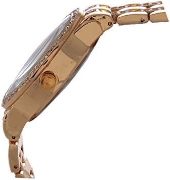 GENEVA Chronograph Look Watch With Crystals.. Gold Tone Metal Link