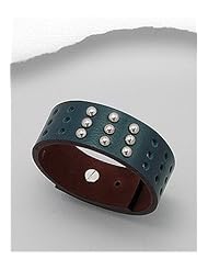 Forest Green Leather Bracelet In White Base