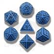 Q-Workshop Polyhedral 7-Die Set: Carved Elven Elvish Dice Set (Blue and Black)