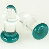 Pair of Glass Single Flared Color Front Plugs: 8g, Aqua