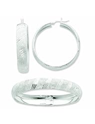 Sterling Silver Satin & Polished Bangle and 45mm Earring Set