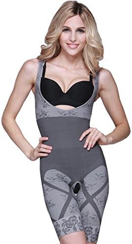 Decently Women's Natural Bamboo Slimming Compression Bodysuit Charcoal Large/X-Large