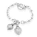 White Sapphire Toggle Heart Charm Bracelet in Sterling Silver - 7.5