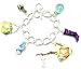 Trendy Lady's Themed Chunky Charm Bracelet with Purple Boot, Purse with Lock, Sandel etc Silver Tone