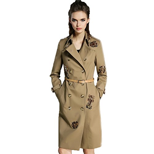 [RSWHYY] レディース コート ヨーロッパ 春秋 トレンチコート ジャケット ダスターコート スプリングコート ロングセクション ダイヤ飾り エレガント 修身 カジュアル ピーコート Pコート