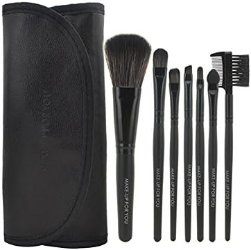 DEAMOR Women's Portable 7 Pcs Cosmetic Brush Makeup Brush Set Kit Black