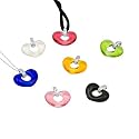 10k White Gold Diamond Heart Interchangeable Pendant Set w/ Black Silk Cord & Rope Chain, 18''