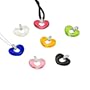 10k White Gold Diamond Heart Interchangeable Pendant Set with Black Silk Cord and Rope Chain, 18''