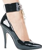 511-Dominique Spike Heel Pumps With Ankle Cuff and Chain and Lock High Heel Shoes