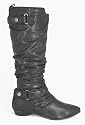 Ruched Flat Knee High Boots