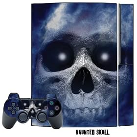Playstation 3 Skin - System Console Skin and two PS3 Controller Skins - Haunted Skull