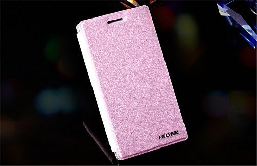 HIGER® Huawei Ascend Mate1 Leather Case, Luxury Silk Folio Pu Leather Flip Protective Bumper Case Wallet Cover Shell for Huawei Ascend Mate 1 6.1 Mt1 U06 Mt1-t00 (Romantic Pink)