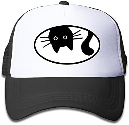 Printed Meow Upsidedown Black Cat Miaow Kitty Kid's Cotton Hats Cap