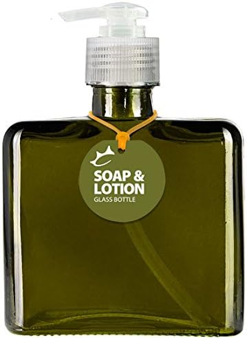 5 3/4" Tall Recycled Glass Matic Bottle with Clear Dome Pump 8.5oz (Vintage Green)